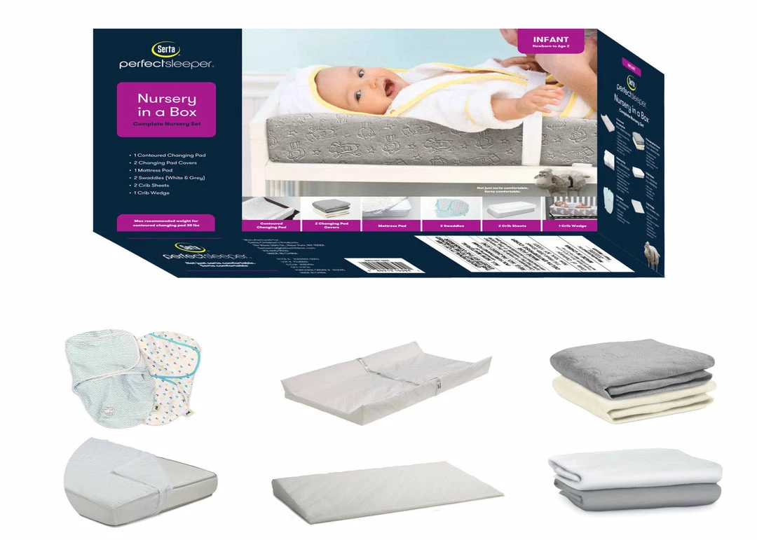 Serta 9-Piece Nursery-in-a-Box Set Sheets & Mattress Covers 5 Serta 9-Piece Nursery-in-a-Box Set Sheets & Mattress Covers