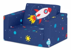 Delta Children Spaceship Cozee Flip Out Chair - 2-in-1 Convertible Chair To Lounger For Kids Kids’ Chairs