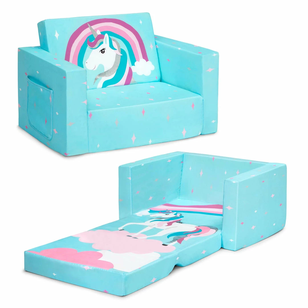 Delta Children Kids’ Chairs Unicorn Cozee Flip Out Chair - 2-in-1 Convertible Chair To Lounger For Kids 5 Delta Children Kids’ Chairs Unicorn Cozee Flip Out Chair - 2-in-1 Convertible Chair To Lounger For Kids