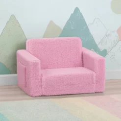 Delta Children Cozee Flip-Out Sherpa 2-in-1 Convertible Chair To Lounger For Kids