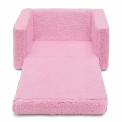 Delta Children Cozee Flip-Out Sherpa 2-in-1 Convertible Chair To Lounger For Kids