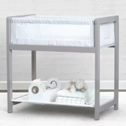 Delta Children Classic Wood Bedside Bassinet Sleeper - Portable Crib With High-End Wood Frame Bassinets
