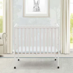 Delta Children Baby Cribs Folding Portable Mini Baby Crib With 1.5-inch Mattress