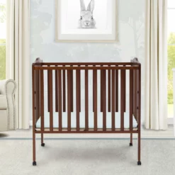 Delta Children Baby Cribs Folding Portable Mini Baby Crib With 1.5-inch Mattress