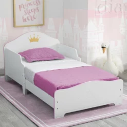 Delta Children Princess Crown Wood Toddler Bed, White/Pink Toddler Beds 11 Delta Children Princess Crown Wood Toddler Bed, White/Pink Toddler Beds