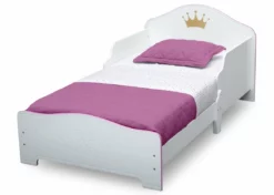 Delta Children Princess Crown Wood Toddler Bed, White/Pink Toddler Beds 10 Delta Children Princess Crown Wood Toddler Bed, White/Pink Toddler Beds