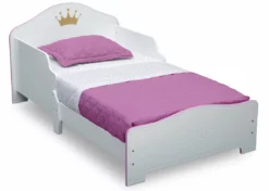 Delta Children Princess Crown Wood Toddler Bed, White/Pink Toddler Beds 9 Delta Children Princess Crown Wood Toddler Bed, White/Pink Toddler Beds