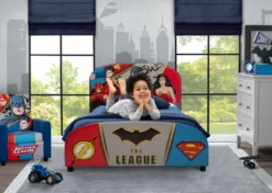 Delta Children DC Comics Justice League Upholstered Twin Bed Twin Beds & Headboards