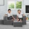 Delta Children Convertible Sofa And Play Set For Kids And Toddlers Modular Foam Couch And Flip Out Lounger With 2 Ottomans Kids’ Chairs