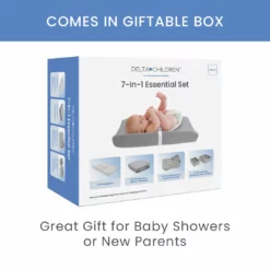 Delta Children Changing Pads & Covers 7-Piece Essential Changing Table Set - Newborn Baby Gift Set For Boys And Girls – Set Includes Changing Pad, Plush Changing Pad Cover, 3 Changing Pad Liners And 2 Storage Bins