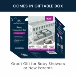 Serta 7-Piece Essential Changing Table Set - Newborn Baby Gift Set For Boys And Girls – Set Includes Changing Pad, Plush Changing Pad Cover, 3 Changing Pad Liners And 2 Storage Bins Changing Pads & Covers