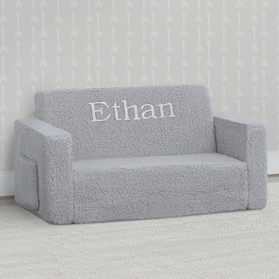 Delta Children What's New Personalized Cozee Flip-Out Sherpa 2-in-1 Convertible Sofa To Lounger For Kids 9 Delta Children What's New Personalized Cozee Flip-Out Sherpa 2-in-1 Convertible Sofa To Lounger For Kids
