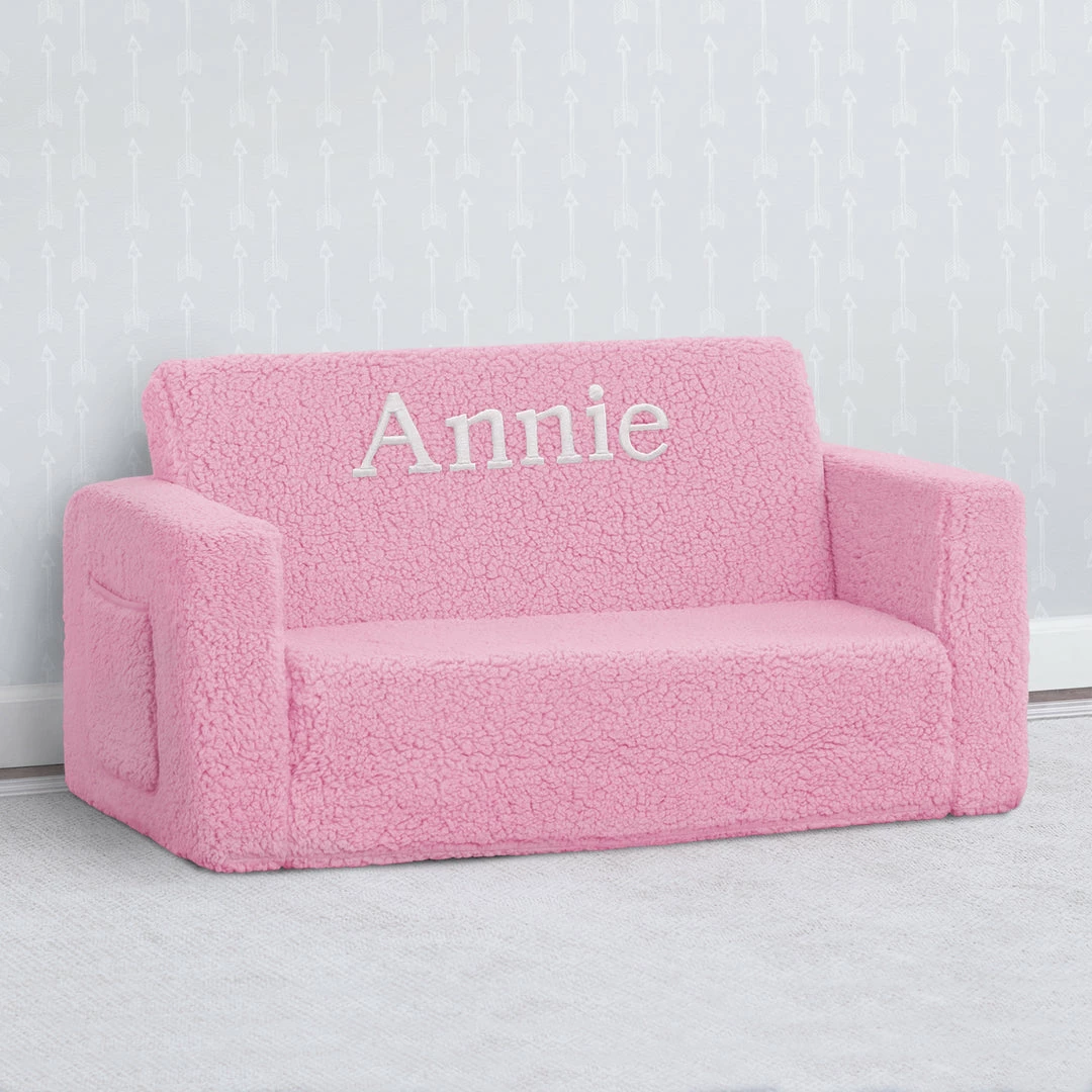 Delta Children What's New Personalized Cozee Flip-Out Sherpa 2-in-1 Convertible Sofa To Lounger For Kids 8 Delta Children What's New Personalized Cozee Flip-Out Sherpa 2-in-1 Convertible Sofa To Lounger For Kids