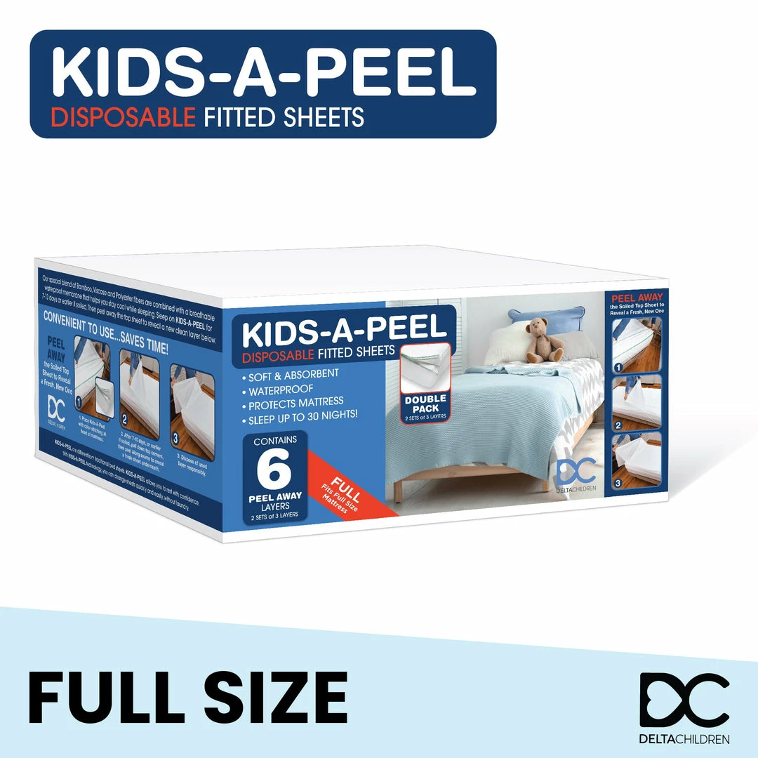 Delta Children Kids-A-Peel Disposable Fitted Sheets, 6-Pack, Waterproof, Breathable Soft Bed Pads That Protect Your Mattress Sheets & Mattress Covers 19 Delta Children Kids-A-Peel Disposable Fitted Sheets, 6-Pack, Waterproof, Breathable Soft Bed Pads That Protect Your Mattress Sheets & Mattress Covers