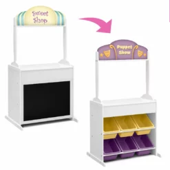 Delta Children What's New Reversible 4-in-1 Pretend Play Center With Chalkboard & Storage