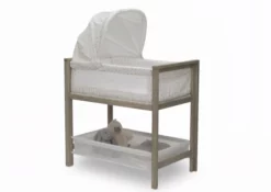 Simmons Kids Bassinets Farmhouse 2-in-1 Wood Bedside Bassinet Sleeper And Changer