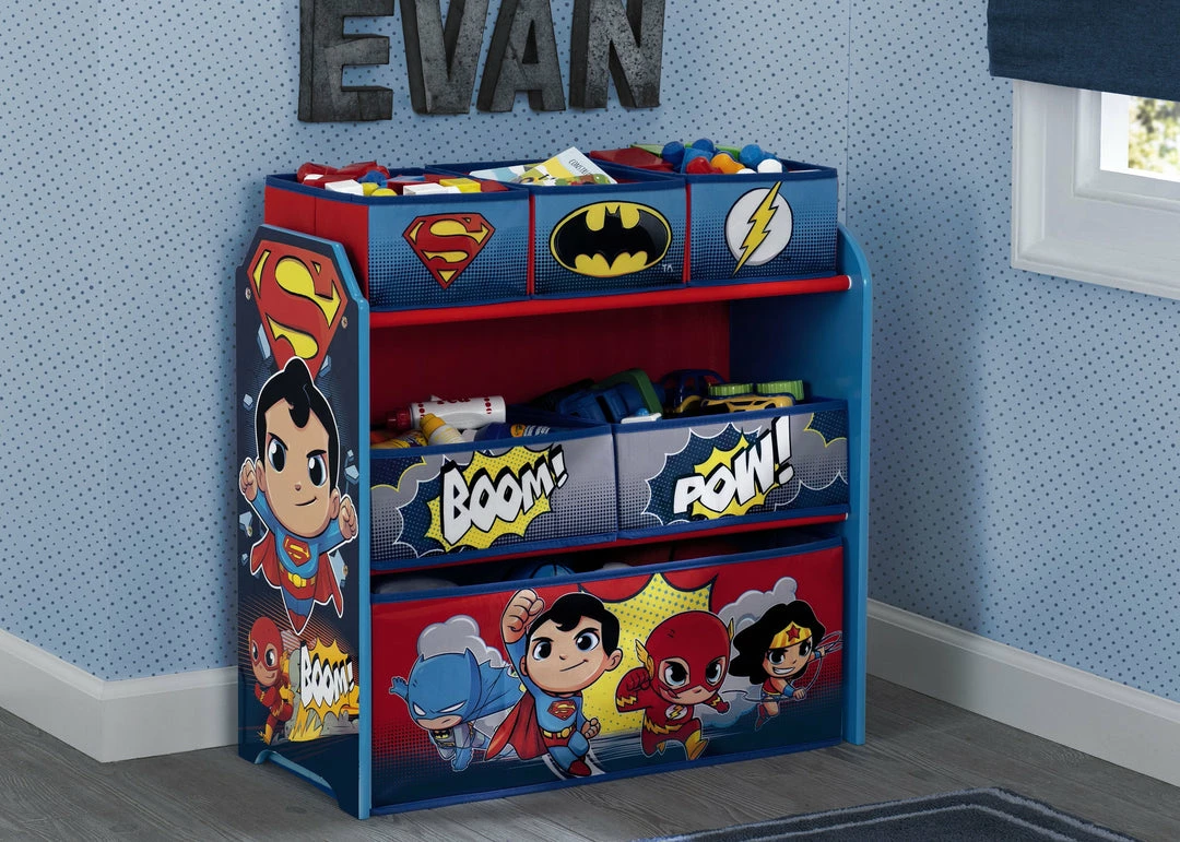 Delta Children Storage Super Friends (Batman | Robin | Superman | Wonder Woman | The Flash) Multi-Bin Toy Organizer 3 Delta Children Storage Super Friends (Batman | Robin | Superman | Wonder Woman | The Flash) Multi-Bin Toy Organizer