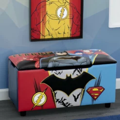 Delta Children Kids’ Chairs Justice League Upholstered Storage Bench For Kids
