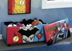 Delta Children Kids’ Chairs Justice League Upholstered Storage Bench For Kids