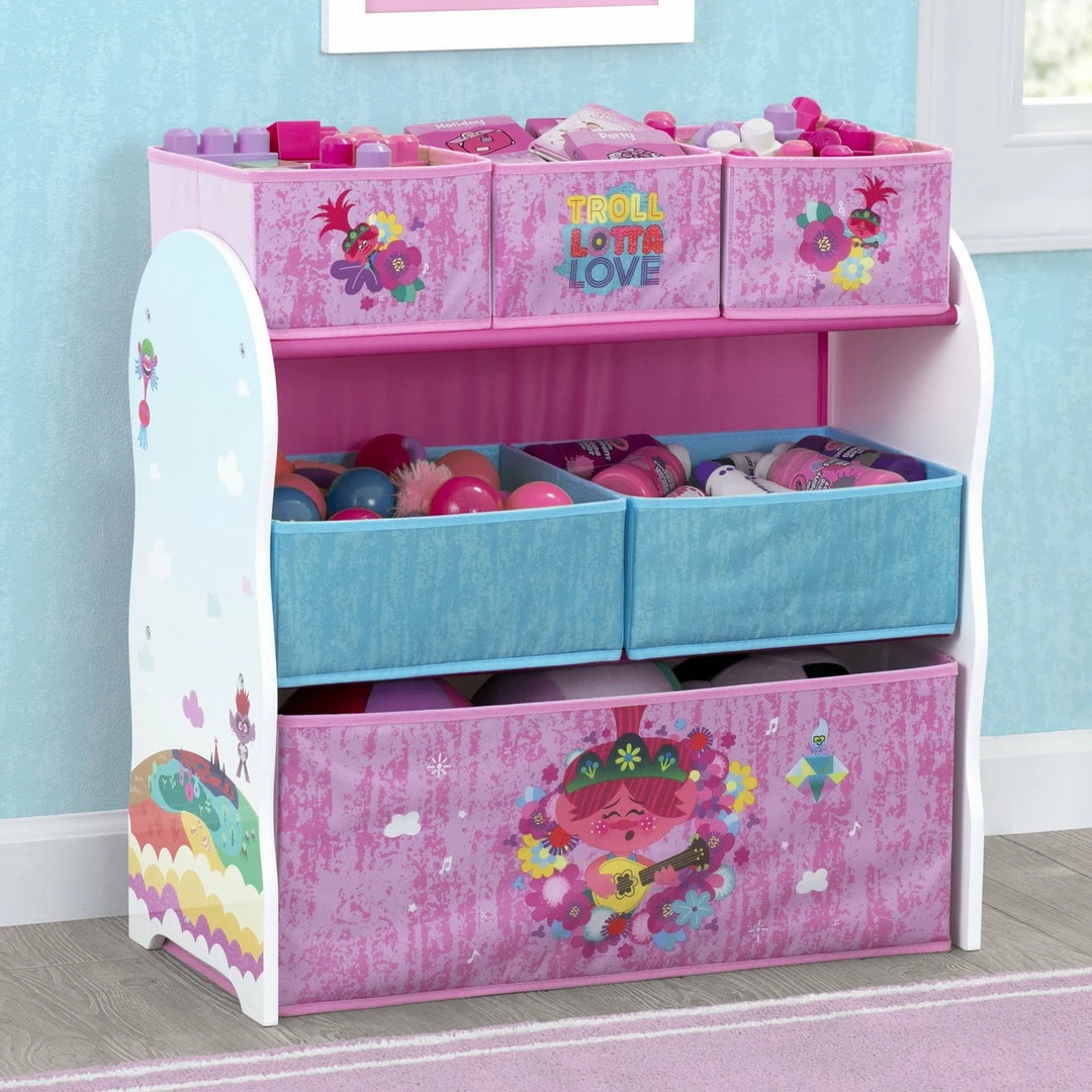 Delta Children Trolls World Tour Design And Store 6 Bin Toy Organizer