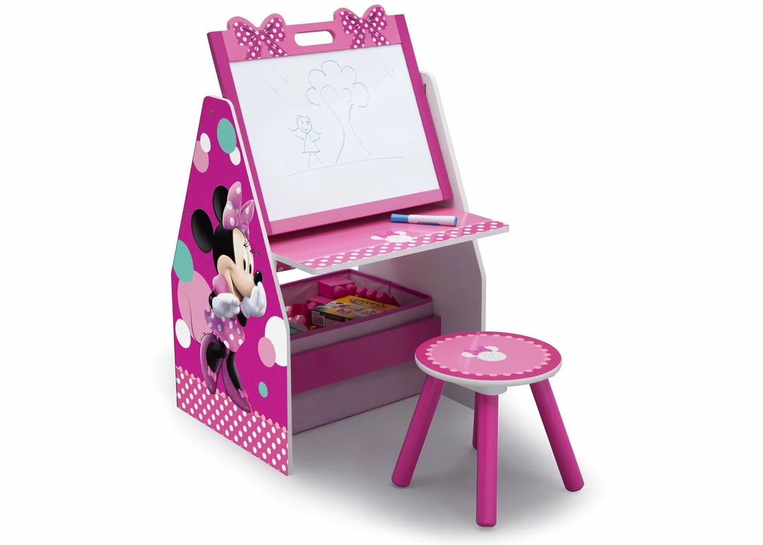 Delta Children Minnie Mouse Deluxe Kids Art Table - Easel, Desk, Stool, Toy Organizer 4 Delta Children Minnie Mouse Deluxe Kids Art Table - Easel, Desk, Stool, Toy Organizer