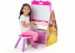 Delta Children Easels Princess Activity Center - Easel Desk With Stool & Toy Organizer