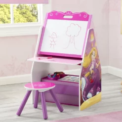 Delta Children Easels Princess Activity Center - Easel Desk With Stool & Toy Organizer