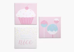 Delta Children Cake Pops 3-Piece Canvas Wall Art Set For Girls