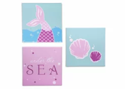 Delta Children Décor & Accessories Seashell 3-Piece Canvas Wall Art Set For Girls