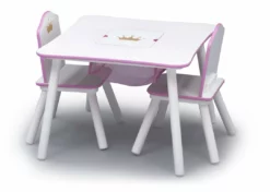 Delta Children Table & Chair Sets Princess Crown Kids Chair Set And Table, White/Pink