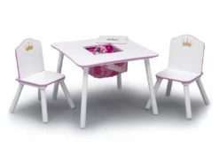 Delta Children Table & Chair Sets Princess Crown Kids Chair Set And Table, White/Pink