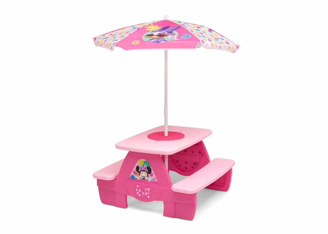 Delta Children Minnie Mouse 4 Seat Activity Picnic Table With Umbrella And LEGO Compatible Tabletop Outdoor 4 Delta Children Minnie Mouse 4 Seat Activity Picnic Table With Umbrella And LEGO Compatible Tabletop Outdoor
