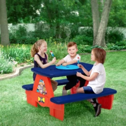 Delta Children What's New PAW Patrol 4 Seat Activity Picnic Table With LEGO Compatible Tabletop