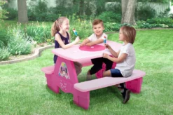 Delta Children Outdoor Minnie Mouse 4 Seat Activity Picnic Table With LEGO Compatible Tabletop