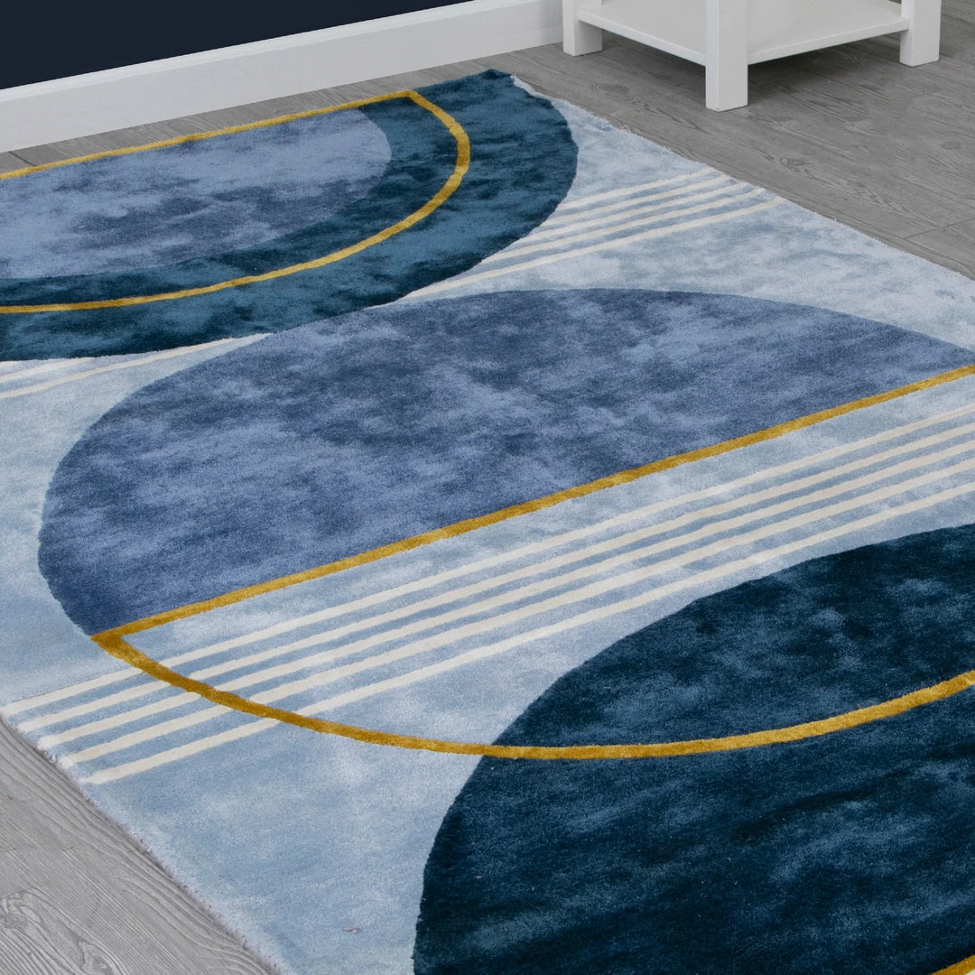 Delta Children Blue Abstract Hand-Tufted Area Rug 5x8 7 Delta Children Blue Abstract Hand-Tufted Area Rug 5x8