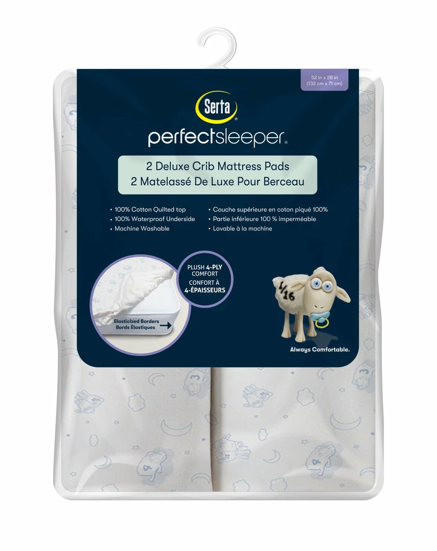 Serta Deluxe Crib Mattress Pad - 2 Pack Sheets & Mattress Covers 6 Serta Deluxe Crib Mattress Pad - 2 Pack Sheets & Mattress Covers