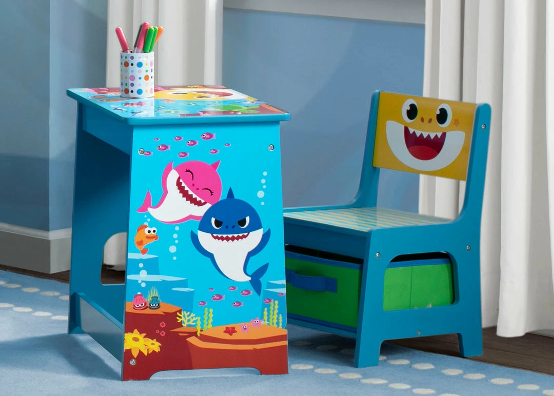 Delta Children Baby Shark Wood Art Desk And Chair Set With Dry Erase Top And Reusable Stickers Activity Desks 3 Delta Children Baby Shark Wood Art Desk And Chair Set With Dry Erase Top And Reusable Stickers Activity Desks