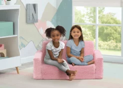 Delta Children Cozee Flip-Out Sherpa 2-in-1 Convertible Sofa To Lounger For Kids