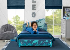 Delta Children Shark Upholstered Twin Bed