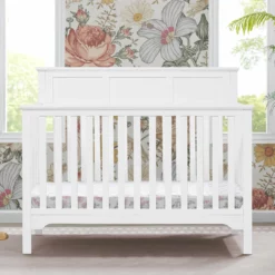 Delta Children Baby Cribs Sweet Beginnings Hart Flat Top 6-in-1 Convertible Crib