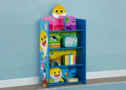 Delta Children Baby Shark Wooden Playhouse 4-Shelf Bookcase For Kids