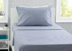 Delta Children Navy Gingham 3-Piece Twin Sheet Set