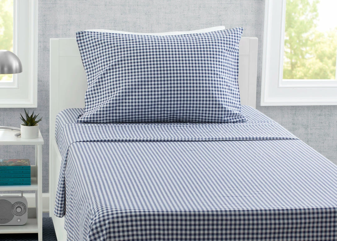 Delta Children Navy Gingham 3-Piece Twin Sheet Set 3 Delta Children Navy Gingham 3-Piece Twin Sheet Set