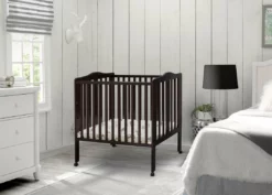 Delta Children Baby Cribs Folding Portable Mini Baby Crib With 1.5-inch Mattress