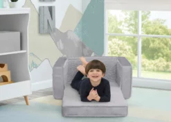 Delta Children Cozee Flip-Out Sherpa And Suede 2-in-1 Convertible Chair To Lounger For Kids Kids’ Chairs