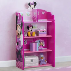 Delta Children Minnie Mouse Wooden Playhouse 4-Shelf Bookcase For Kids