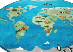 Delta Children World Map Round Area Rug For Kids, 39-Inch