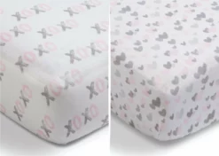 Delta Children What's New Hearts N Kisses Fitted Crib Sheets - 2 Pack