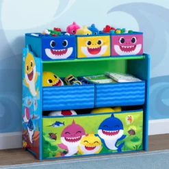Delta Children Baby Shark Design & Store 6 Bin Toy Storage Organizer