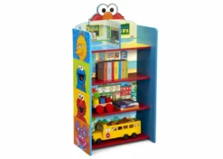 Delta Children Sesame Street Wooden Playhouse 4-Shelf Bookcase For Kids Sale